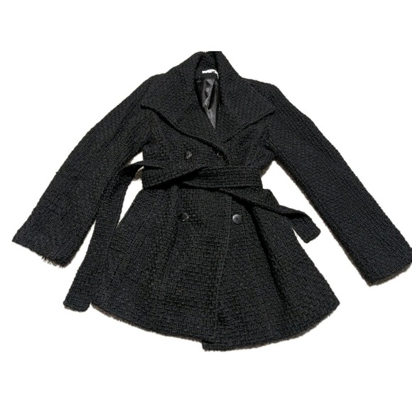 Calvin Klein Jackets & Blazers - Calvin Klein Womens S Black Thick Boucle Double Button Up Wool Blend Coat